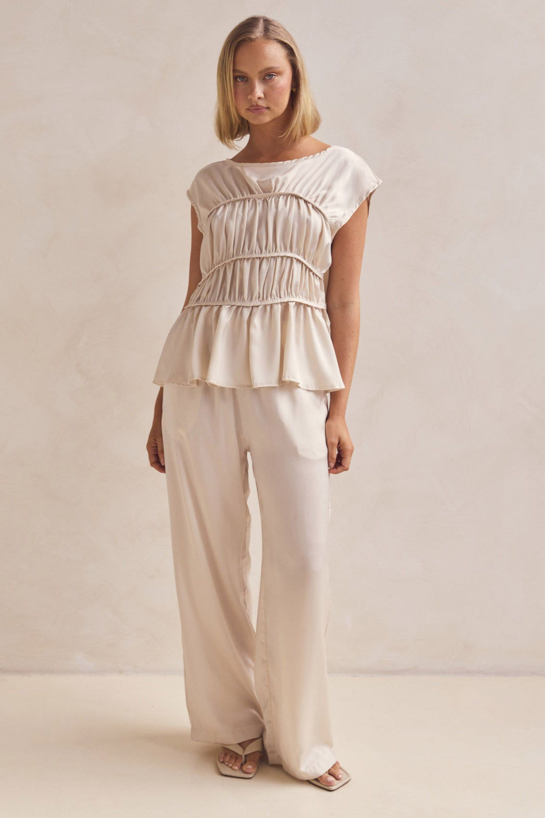 Talia Women's Elegant Champagne Blouse - Perfect for Office Wear, Parties & Special Occasions
