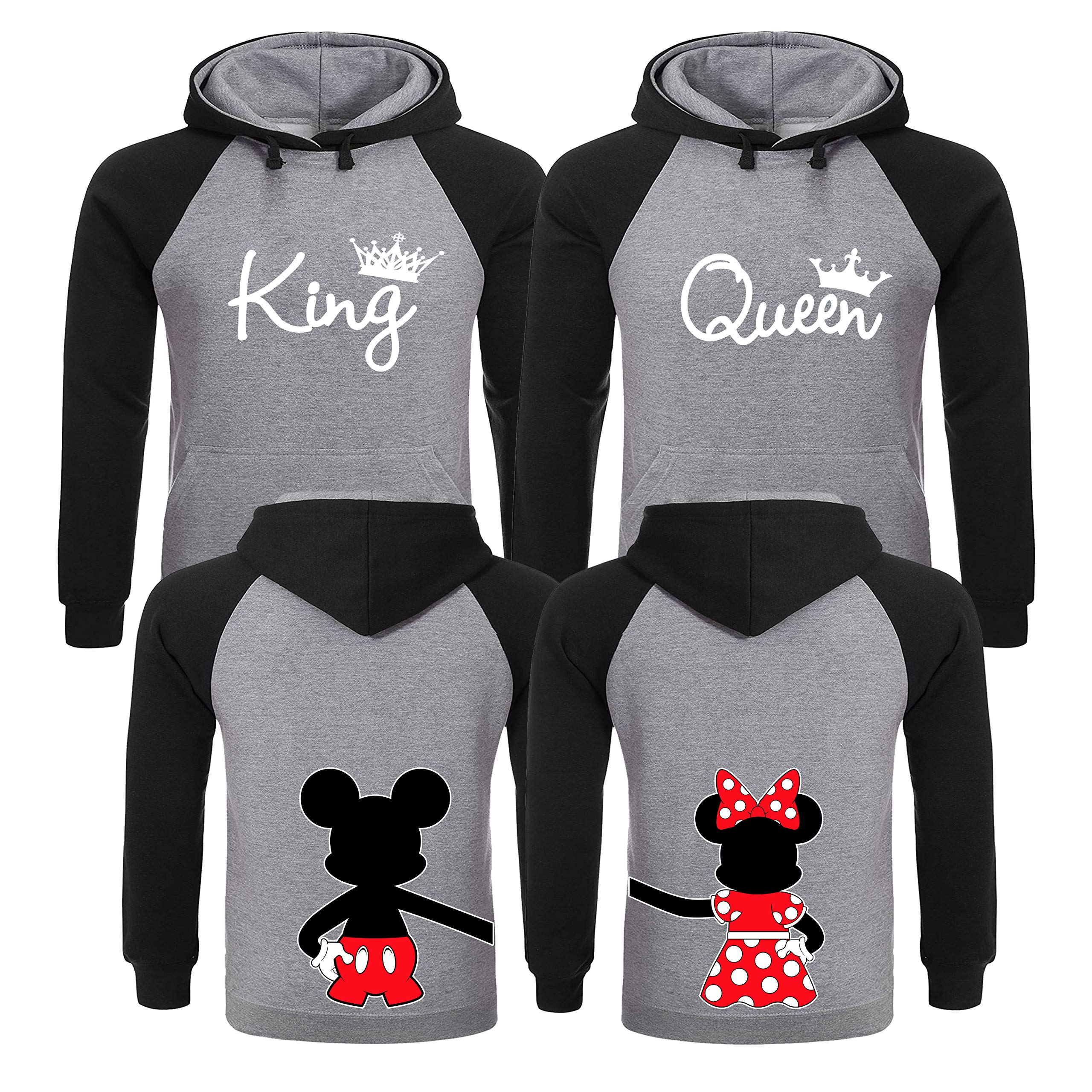 King and Queen Matching Hoodies for Couples - Christmas Couples Sweaters & Coordinated Outfits | Perfect for Holidays, Date Nights & Matching Couple Photos