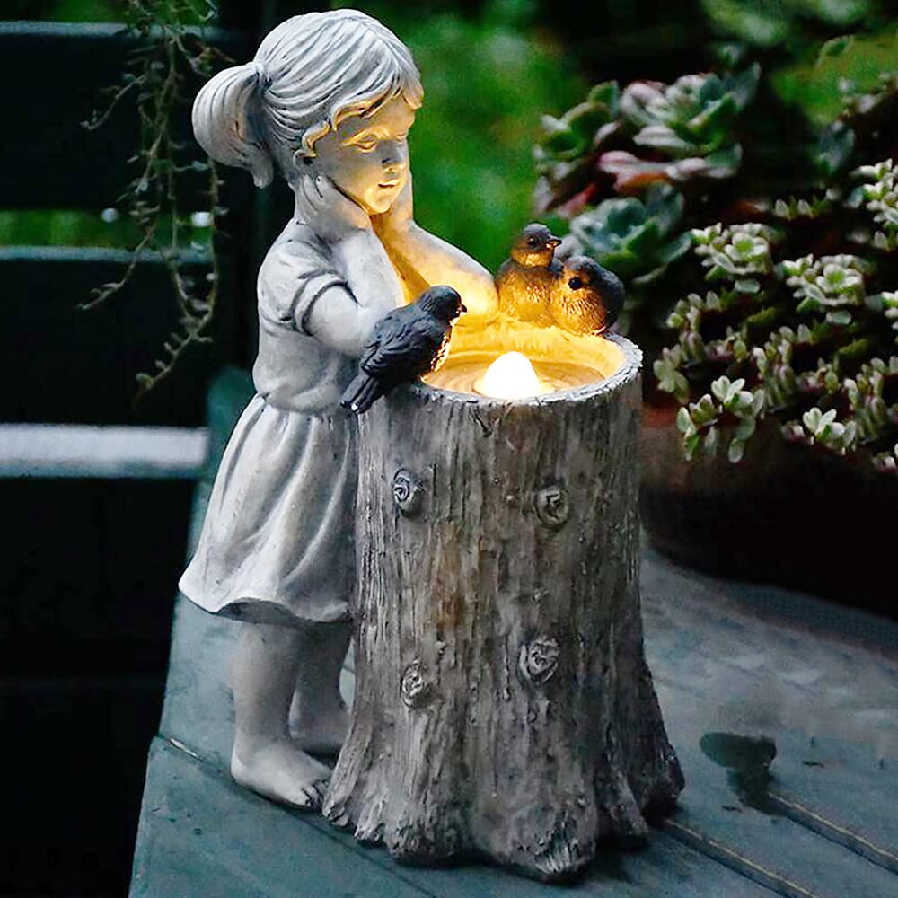 Zenggp Solar Garden Decor - Little Girl Angel Fairy Statue with LED Light, Outdoor Cherub Figurine for Patio, Lawn & Yard | Perfect for Garden Pathways, Flower Beds & Nighttime Landscape Lighting