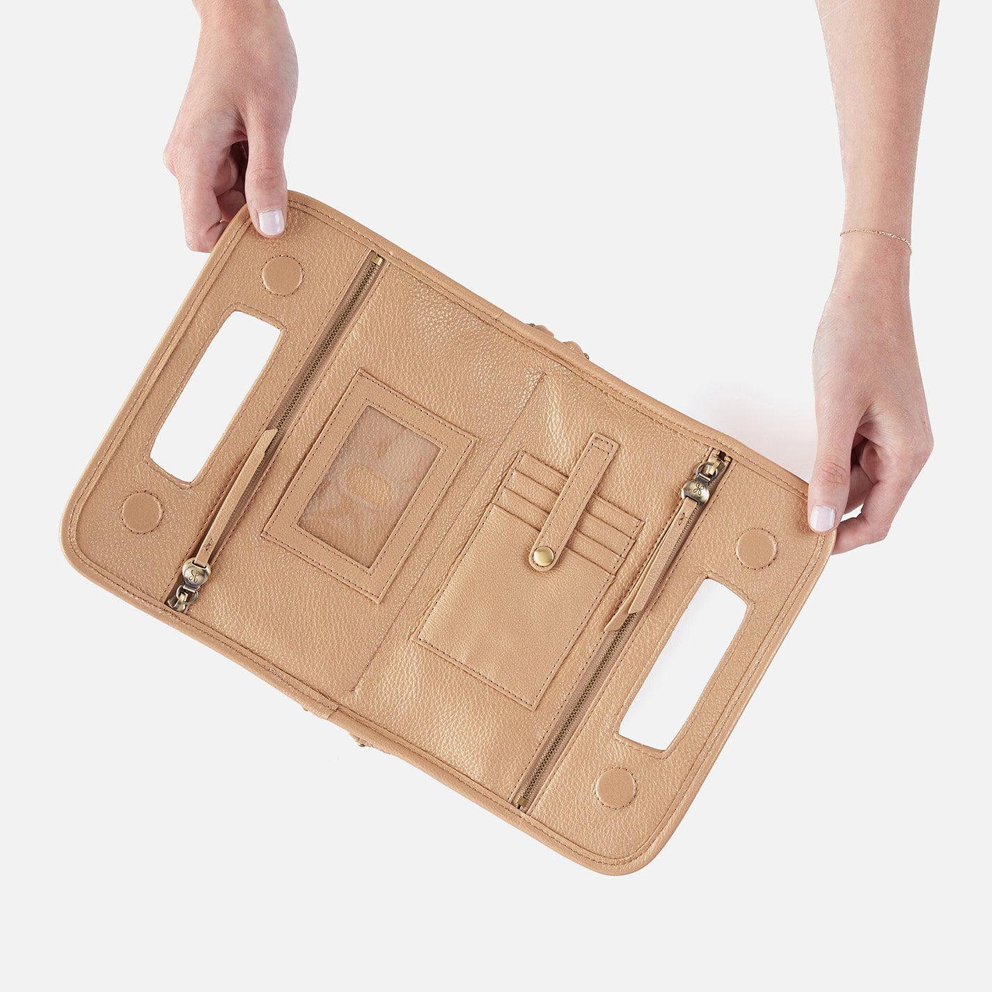 Ace Clutch in Pebbled Metallic Leather - Dusty Gold Women's Evening Bag for Parties, Weddings & Special Events