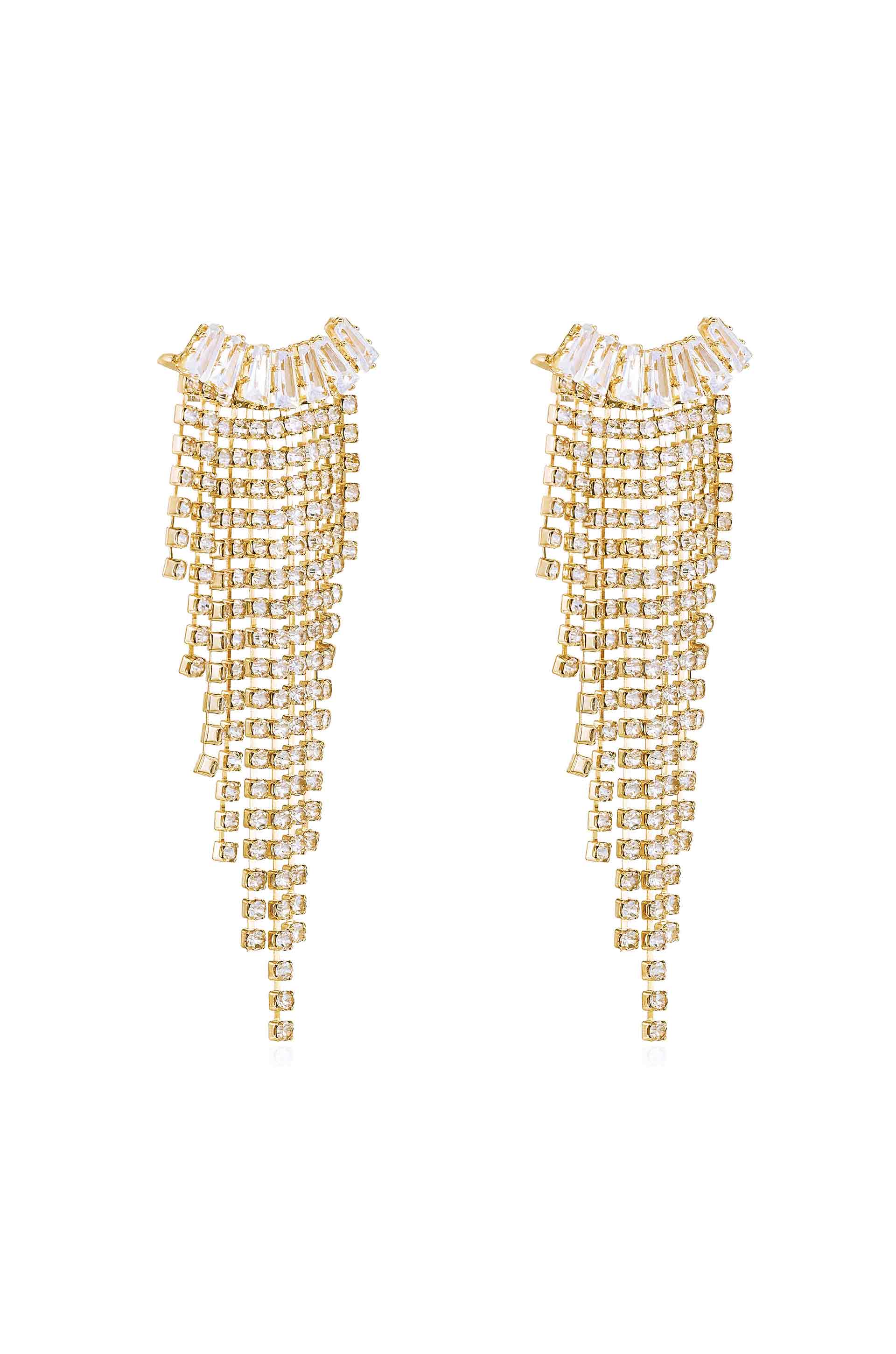 Angel Fringe Crystal Earrings for Women - Elegant Dangling Ear Jewelry for Party, Wedding & Special Occasions