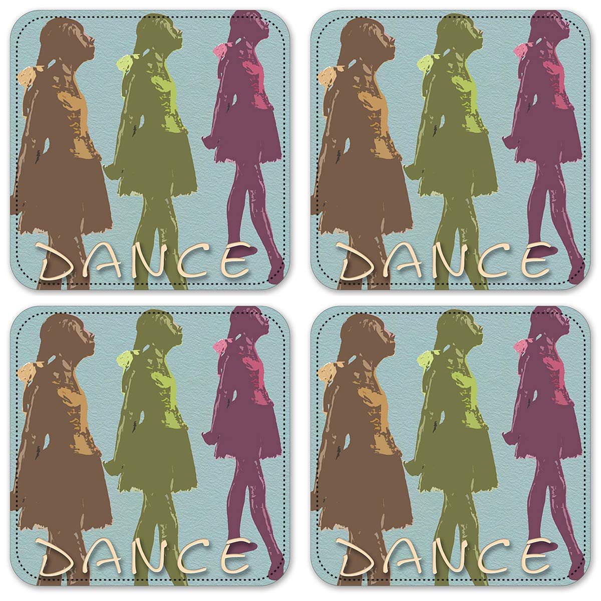 Vinyl Drink Coasters Set of 4 - Non-Slip Absorbent Coasters for Coffee & Cocktails - Perfect for Parties, Bars & Home Decor