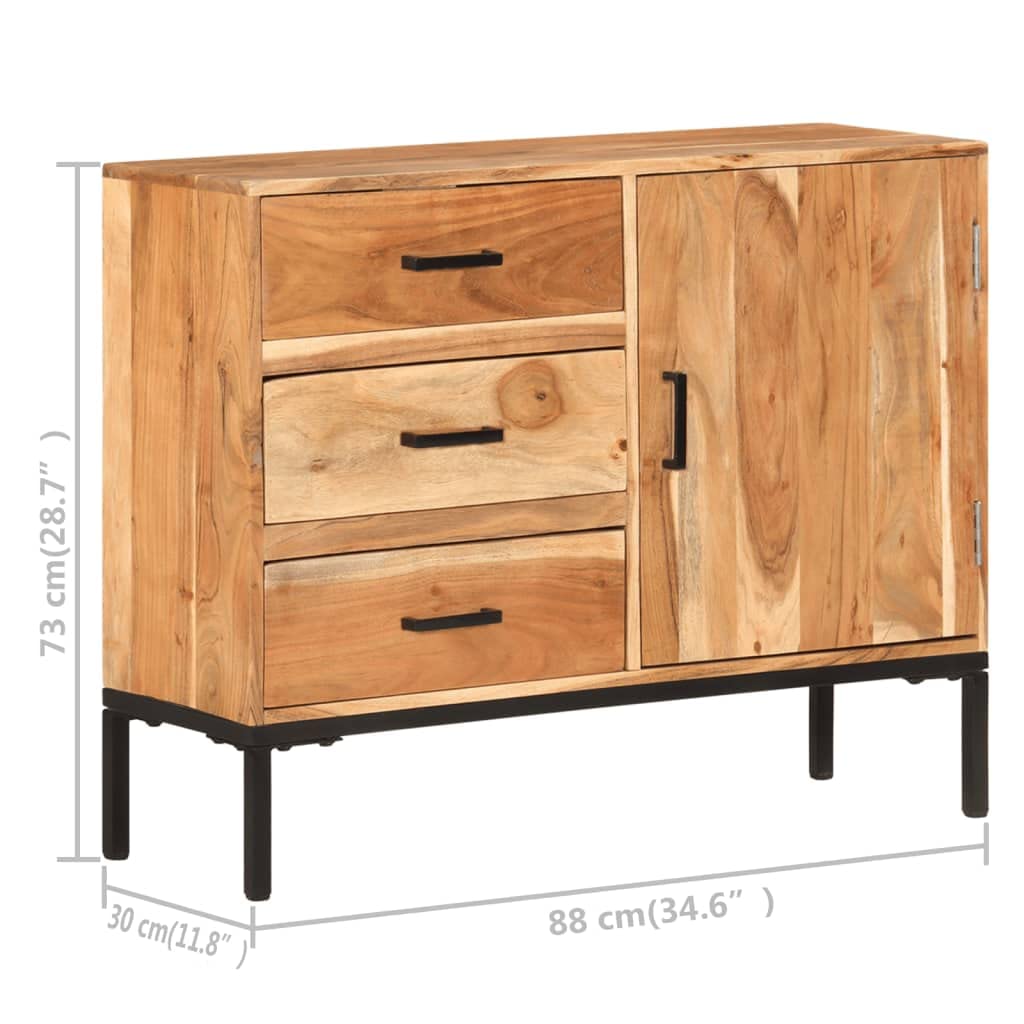 Solid Acacia Wood Sideboard Storage Cabinet - 34.6