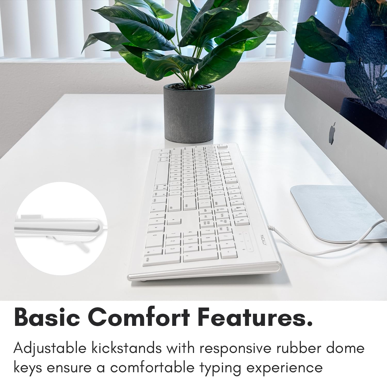 Macally USB Wired Keyboard for Mac/PC - 15 Shortcut Keys for MacBook & iMac - Home & Office Use