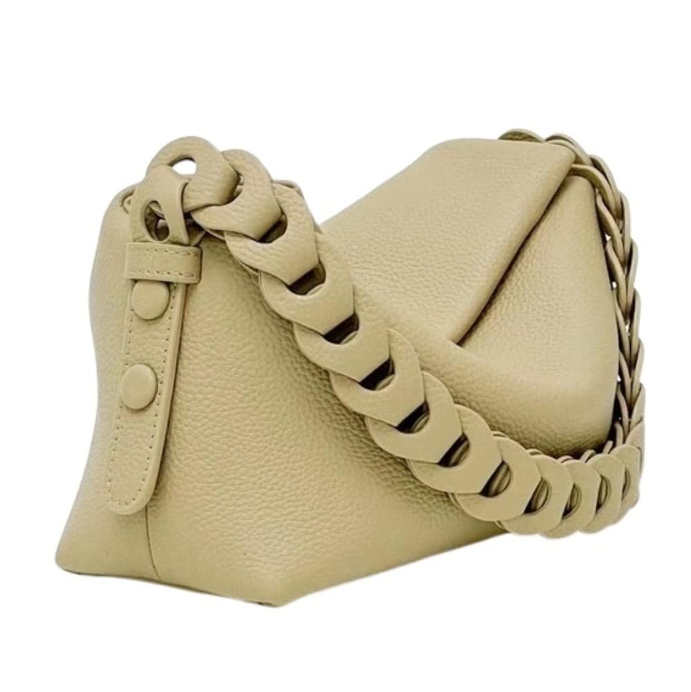 OKSIT Women's Green Leather Shoulder Bag - Genuine First Layer Leather Crossbody Handbag, Versatile Casual Pillow Bag for Work, Travel & Everyday Use
