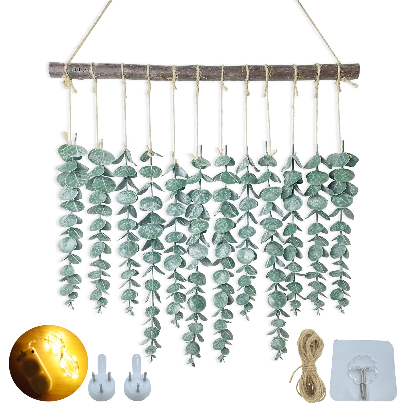 Artificial Eucalyptus Wall Hanging - Boho Home Decor for Bathroom & Living Room