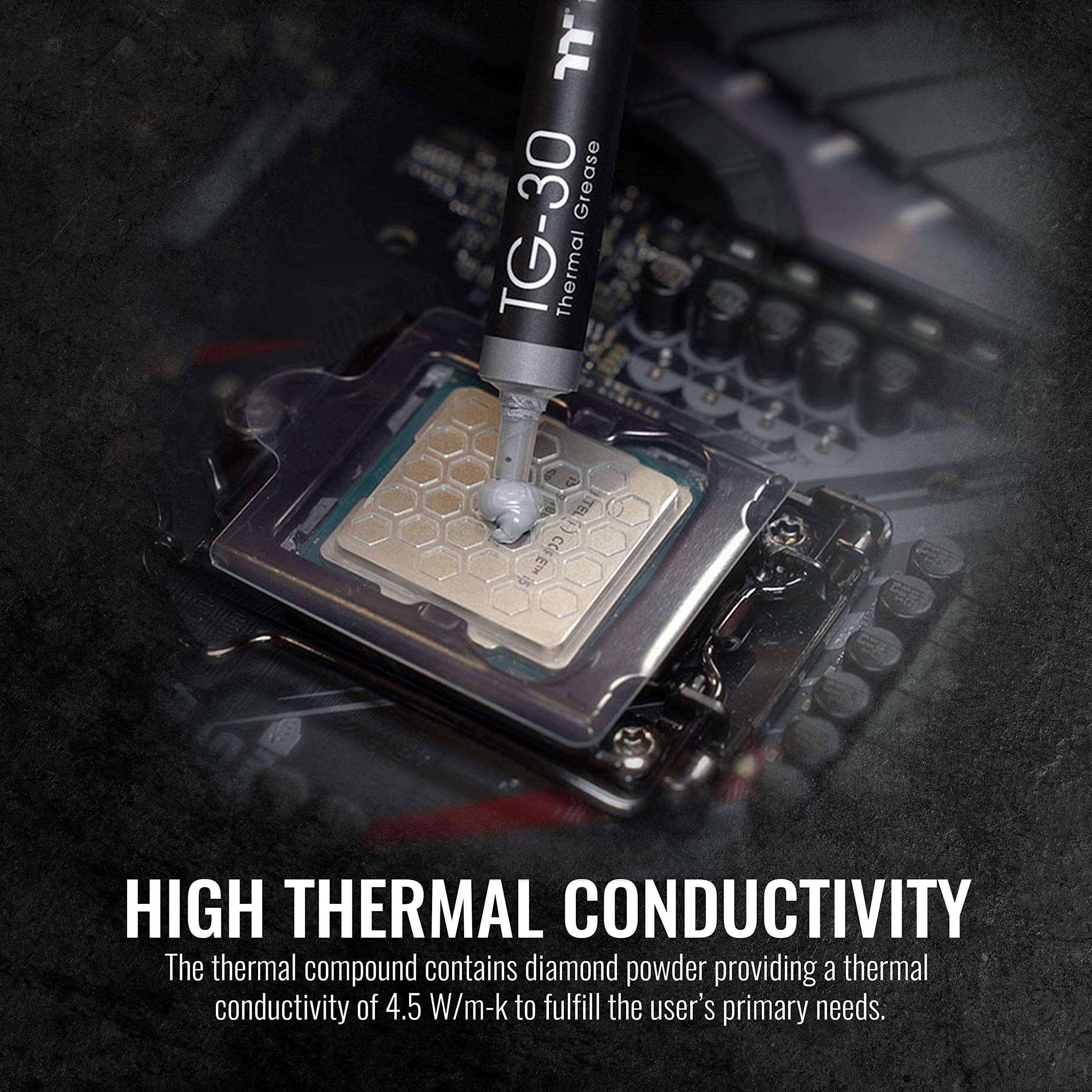 Thermaltake TG-30 Premium Thermal Paste for CPU & GPU Cooling | High-Performance Heat Sink Compound | 4g Tube | CL-O023-GROSGM-A | Ideal for PC Builds, Gaming Rigs & Overclocking