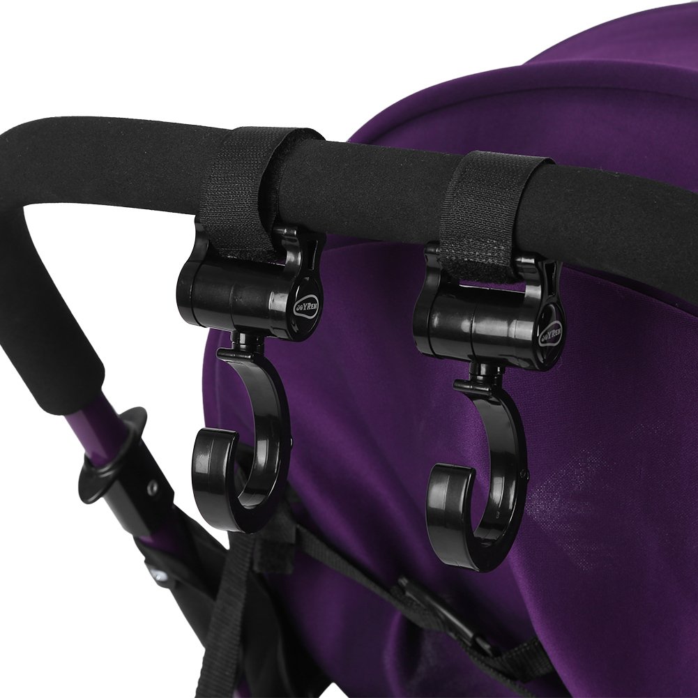Fdit 2-Pack Stroller Hooks - 360° Rotating ABS Plastic Baby Stroller Hangers for Diaper Bags & Walkers | Perfect for Shopping, Travel & Everyday Use with Infant Pushchairs