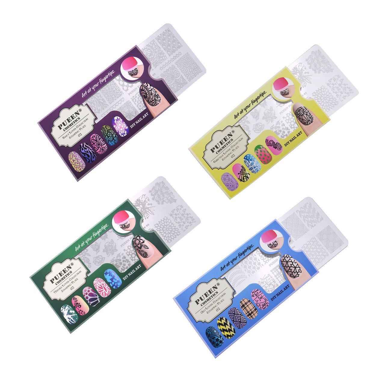 PUEEN Nail Art Stamping Kit - LOVE BOX II 02-4 Lover Collection with 125x65mm Unique Design Plates for Manicure & Nail Polish Stamping | Perfect for Valentine's Day, Wedding Nails & DIY Nail Art at Home