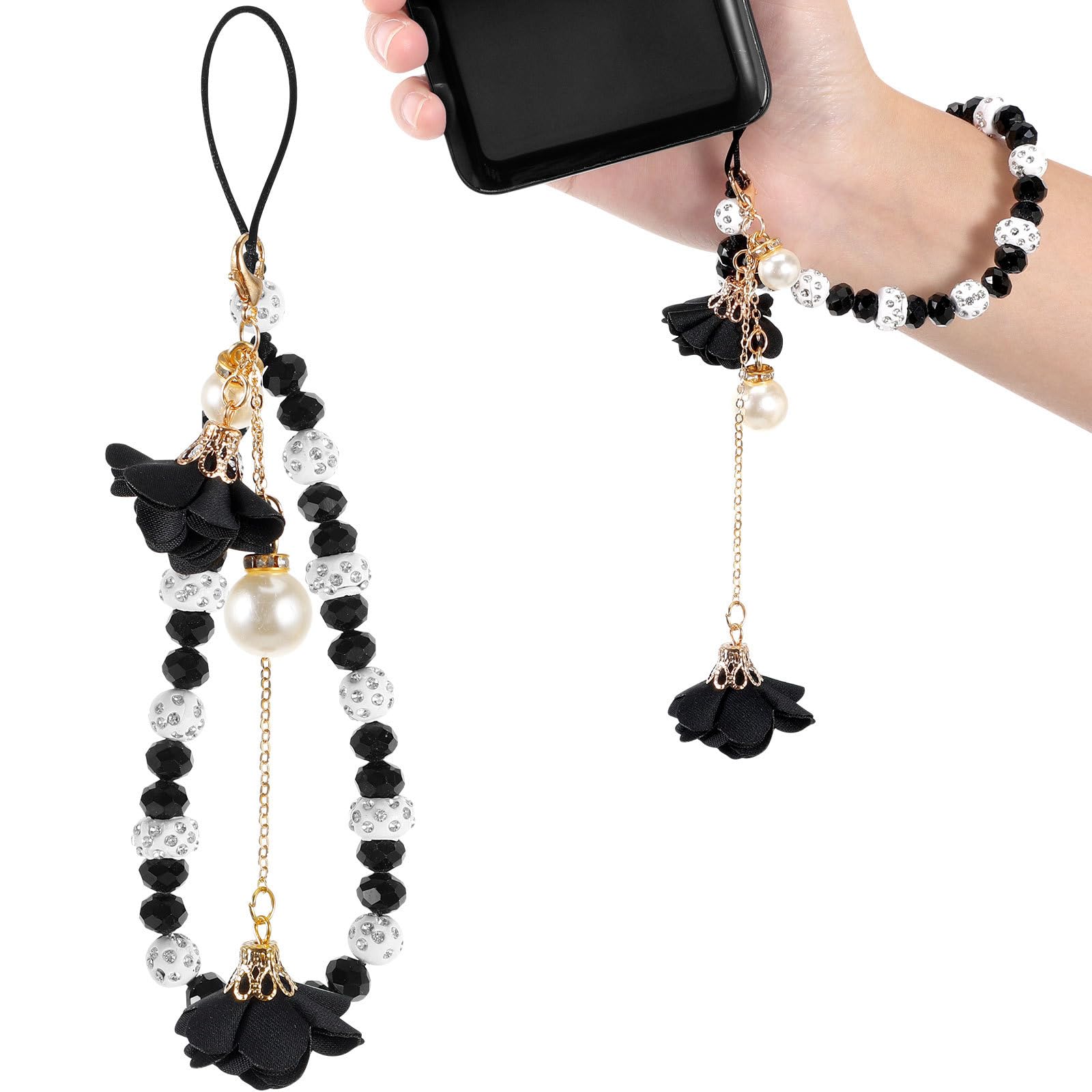 Creative Crystal Flower Phone Strap - Non-Slip Lanyard for Phones & Keys | Perfect for Work & Travel