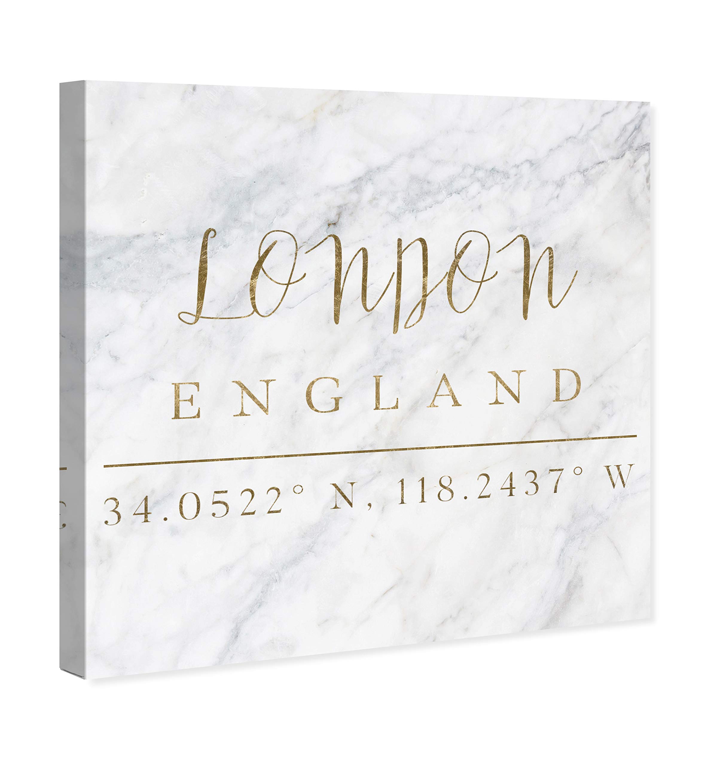 Oliver Gal Artist Co. London Coordinates Wall Art Canvas Print - 30x30 Inches Gold & White City Skyline Home Decor for Living Room, Bedroom & Office