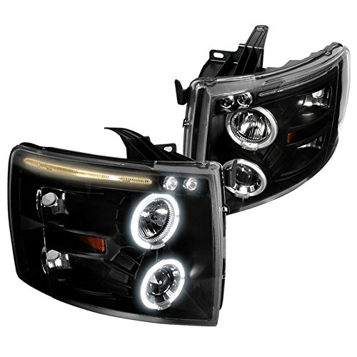 Spec-D Tuning 2LHP-SIV07JM-TM Black LED Projector Headlights for Chevy Silverado - High-Performance Lighting for Night Driving & Off-Road Adventures