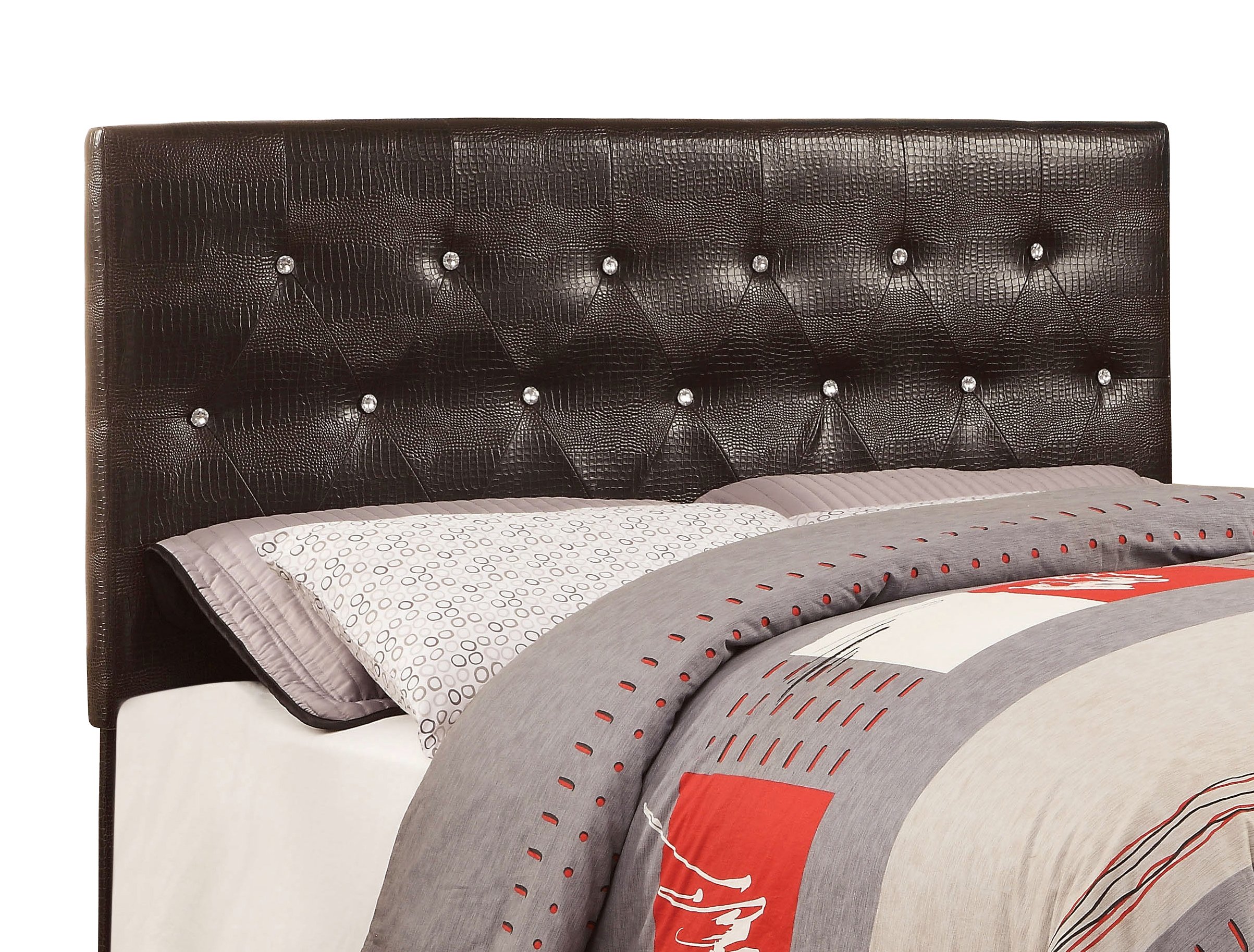 Furniture of America Nile I Faux Crocodile Skin Adjustable Headboard - Full/Queen Size, Brown Leather Upholstered Bed Frame - Perfect for Modern Bedroom Decor & Luxury Master Suite Upgrade