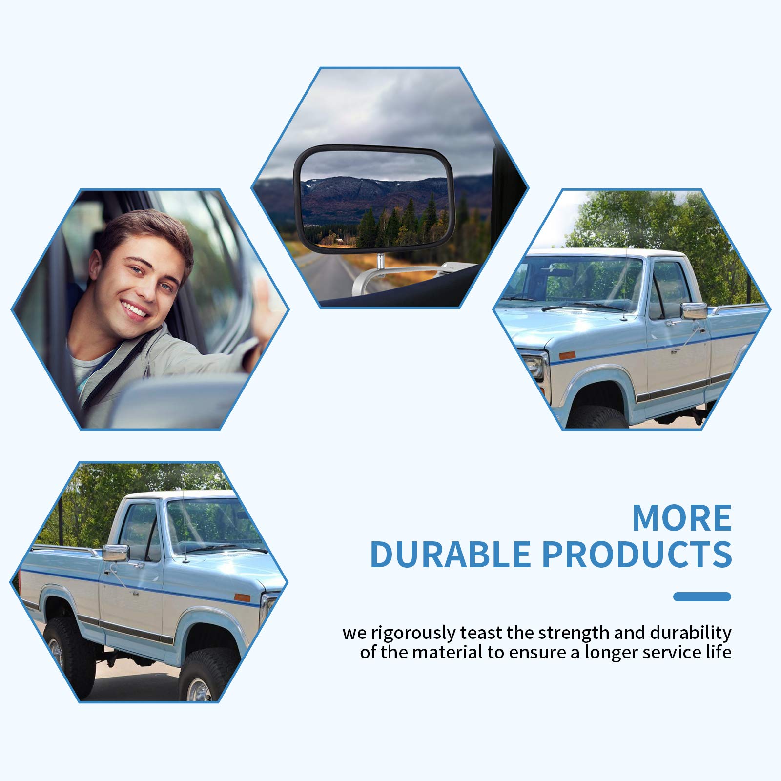 ECCPP Replacement Exterior Mirrors for 1980-1996 Ford Bronco F150, 1984-1990 Bronco II, 1991-1994 Explorer & 1980-1984 F100 Truck - Driver & Passenger Side - Perfect for Off-Roading, Towing & Daily Driving