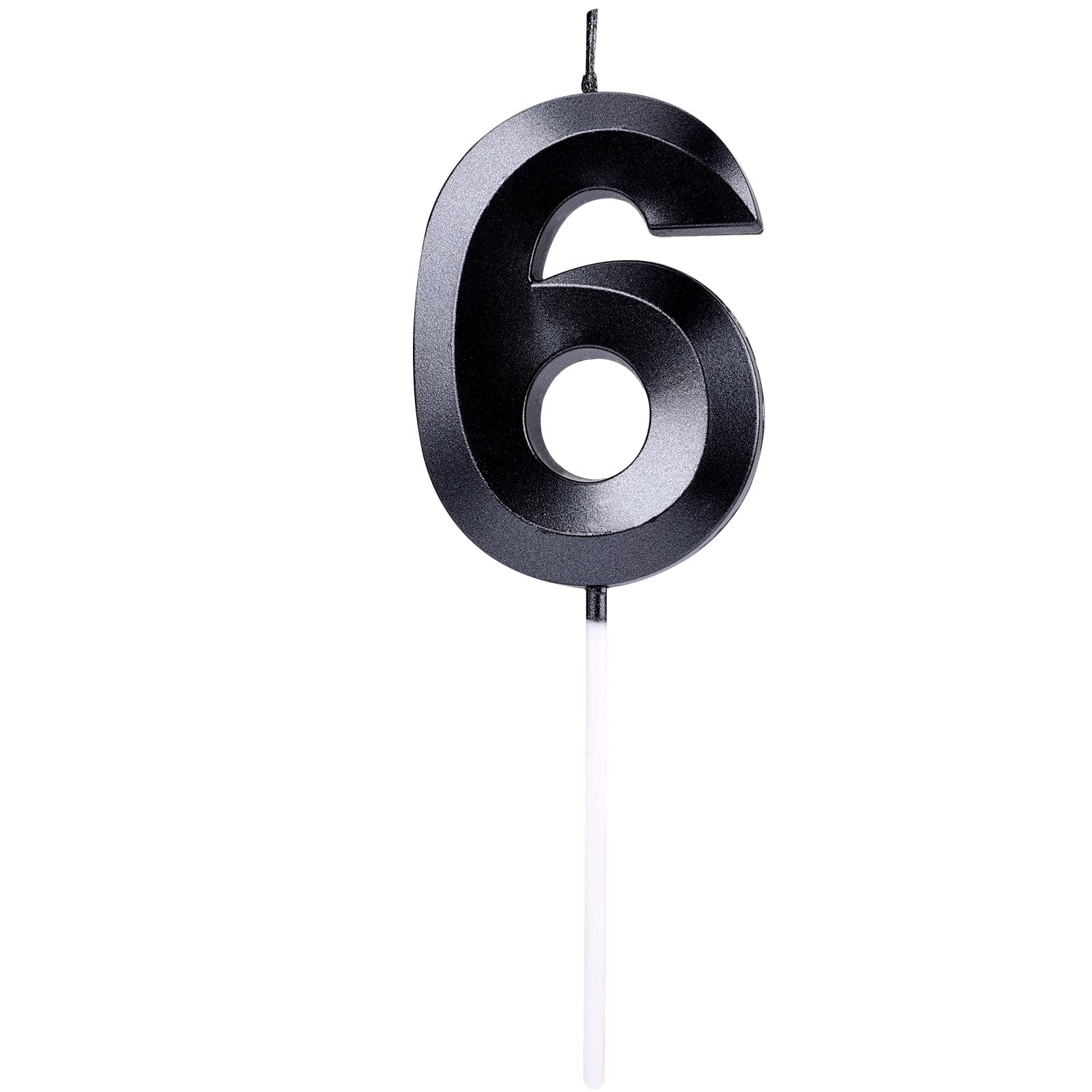 AIEX 2.76 Inch 3D Number Birthday Candles for Cake - Large Black Number 6 Cake Topper for Birthday Parties, Weddings, Anniversaries & Graduations | Perfect for Cake Decorating & Celebration Events