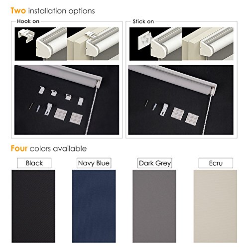 SCHRLING Blackout Roller Shades - Thermal Insulated No Drill Room Darkening Window Blinds, Custom Size 36