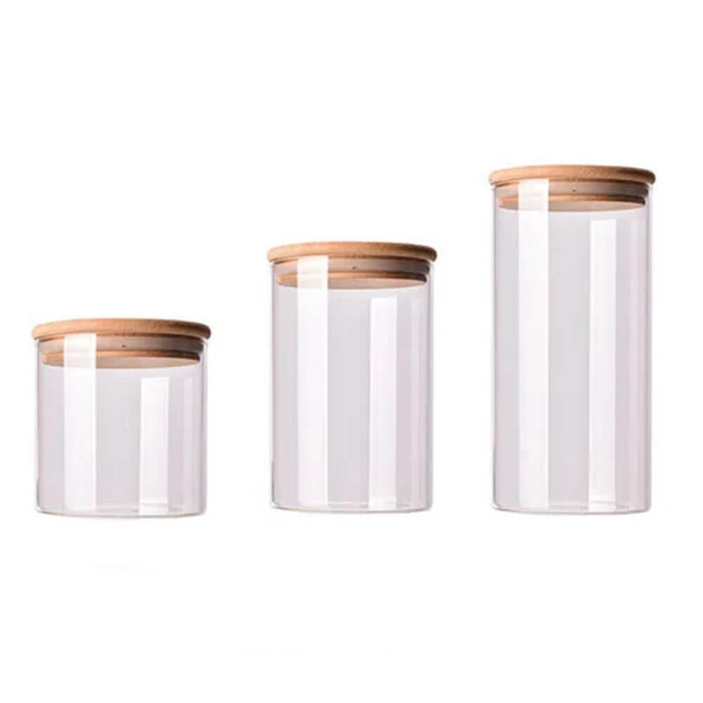 Premium Hector Bamboo & Glass Storage Jars - Eco-Friendly Kitchen Organizers for Spices, Tea, Coffee & Dry Goods | Perfect for Pantry, Countertop & Gift Giving