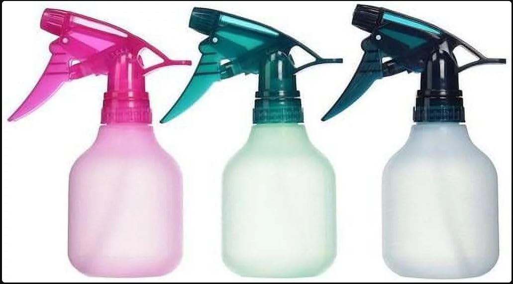 Frosted Fashion Assorted Colors Spray Bottles - Pack of 3 (Colors May Vary) | Perfect for Hair Styling, Cleaning, Gardening & DIY Projects | BPA-Free Plastic Mist Sprayer for Home, Salon & Office Use