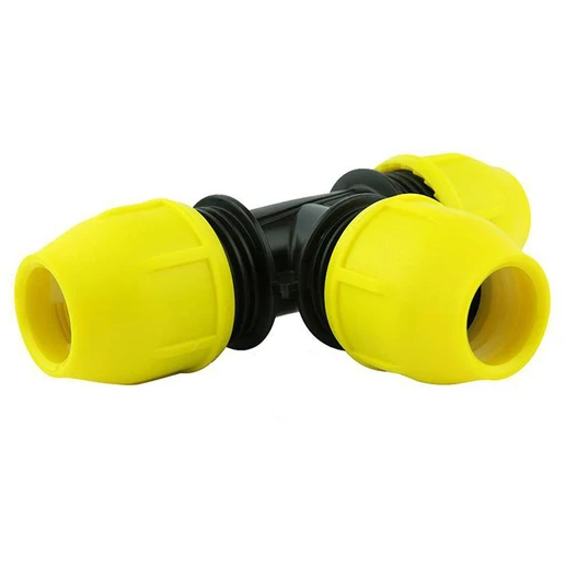 3/4 Inch IPS Underground Yellow Poly Gas Pipe Tee - Home Flex 18 401 007 - Durable Fitting for Natural Gas & Propane Lines - Ideal for Underground Gas Distribution & Plumbing Projects