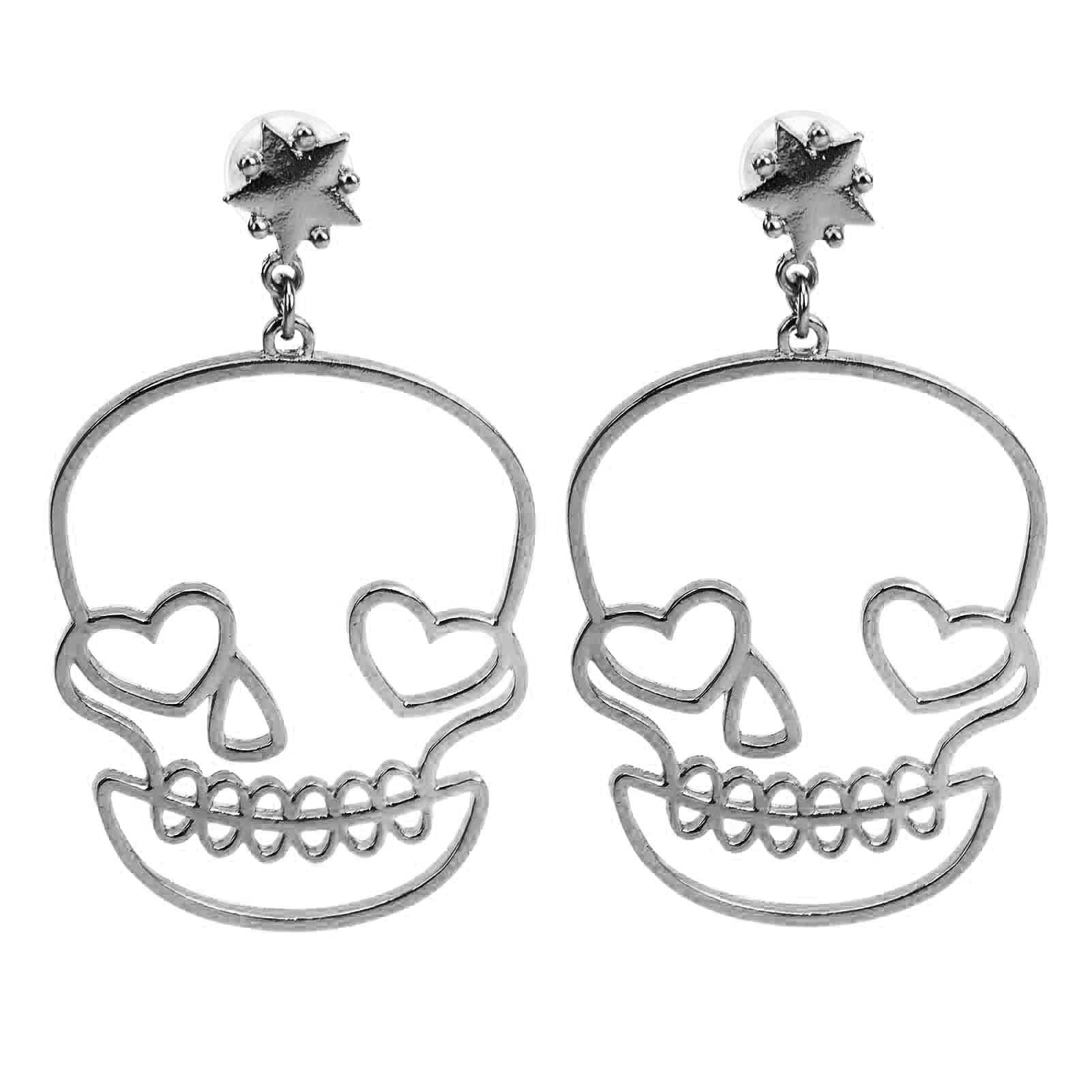 01 Skull Earrings for Women - Gothic Punk Rock Jewelry for Concerts, Dance Parties, Halloween & Casual Outfits - Gun Black Decorative Gift for Holidays & Everyday Wear