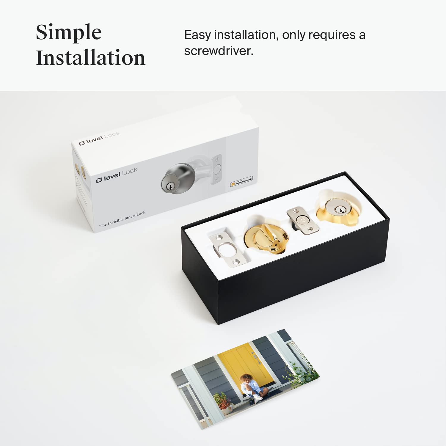 Level Lock Smart Lock - World's Smallest Smart Lock for Home Security - iOS & Android App Control - Apple HomeKit Compatible (Polished Brass) - Perfect for Smart Homes, Apartments & Vacation Rentals