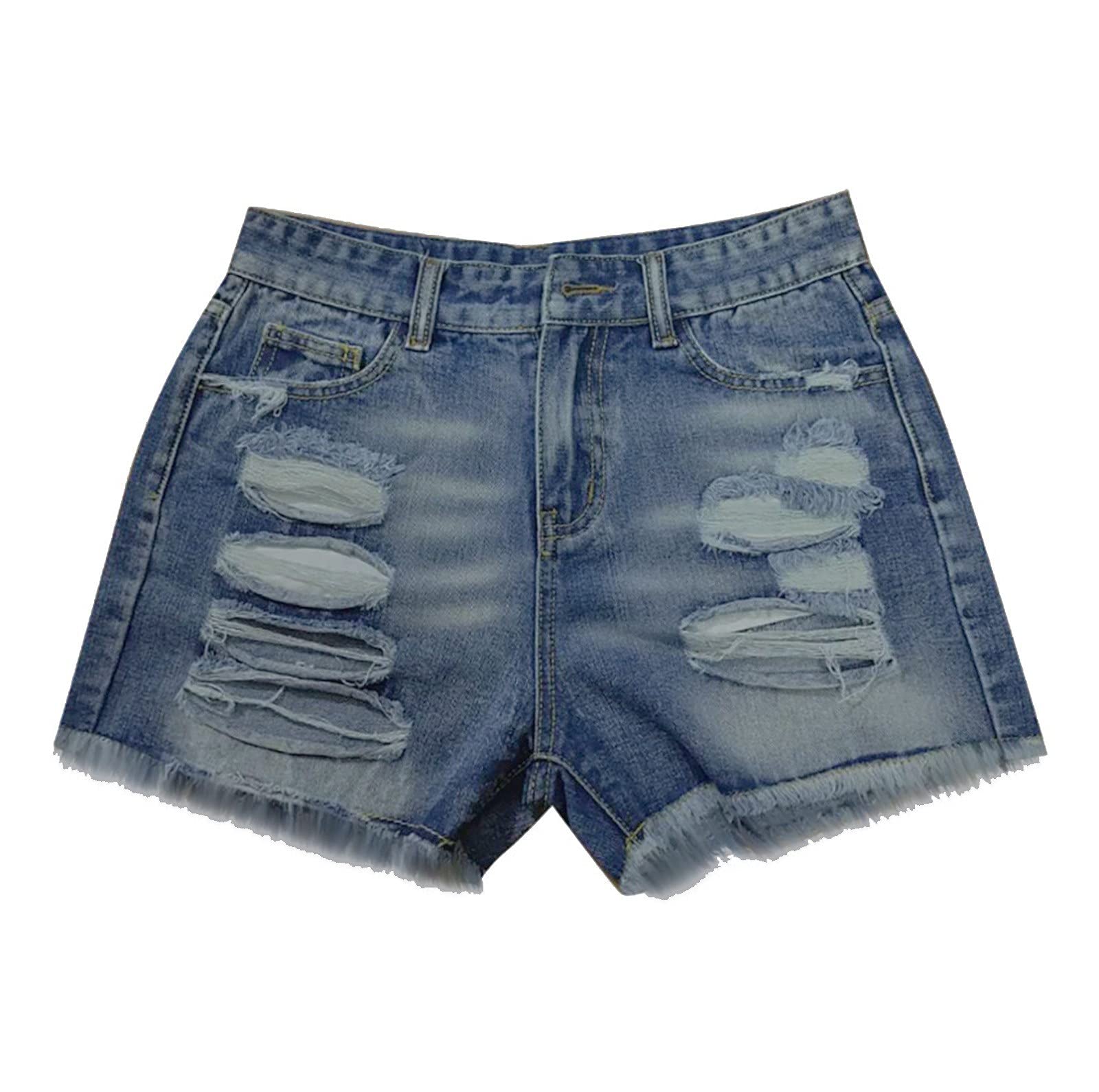 ROUSESE Women's Ripped Denim Shorts - Washed Slim Fit Jean Shorts with Pockets | Casual Summer Outfits, Beach Wear & Street Style Fashion
