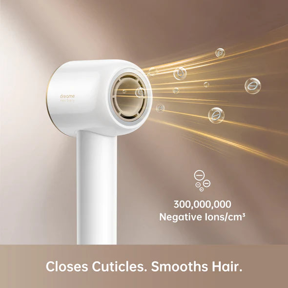 Dreame Glory Professional Hair Dryer - 1800W Fast Drying, Ionic Technology for Frizz-Free Shine, Lightweight & Quiet (White) - Perfect for Home, Salon & Travel Use