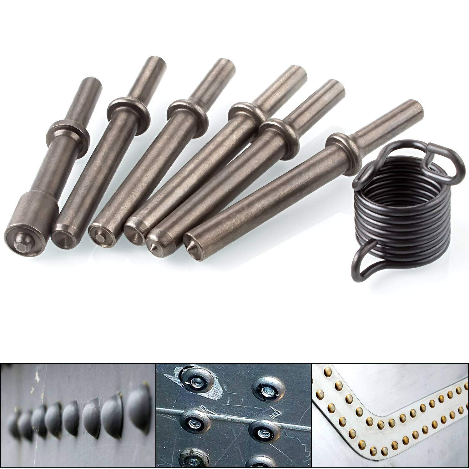 Heavy Duty 7 Pcs Air Hammer Rivet Bits Set - 0.401