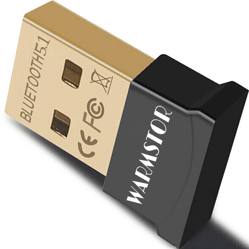 Warmstor Bluetooth 5.1 USB Adapter for PC - Wireless Dongle Receiver Compatible with Windows 11/10/8.1/8/7 - Connect Bluetooth Headsets, Speakers, Keyboard, Mouse, Printer to Desktop & Laptop - Perfect for Home Office, Gaming, and Remote Work