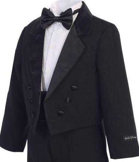 Boys Black Long Tail Tuxedo Suit - Formal Wedding & Special Occasion Outfit for Kids