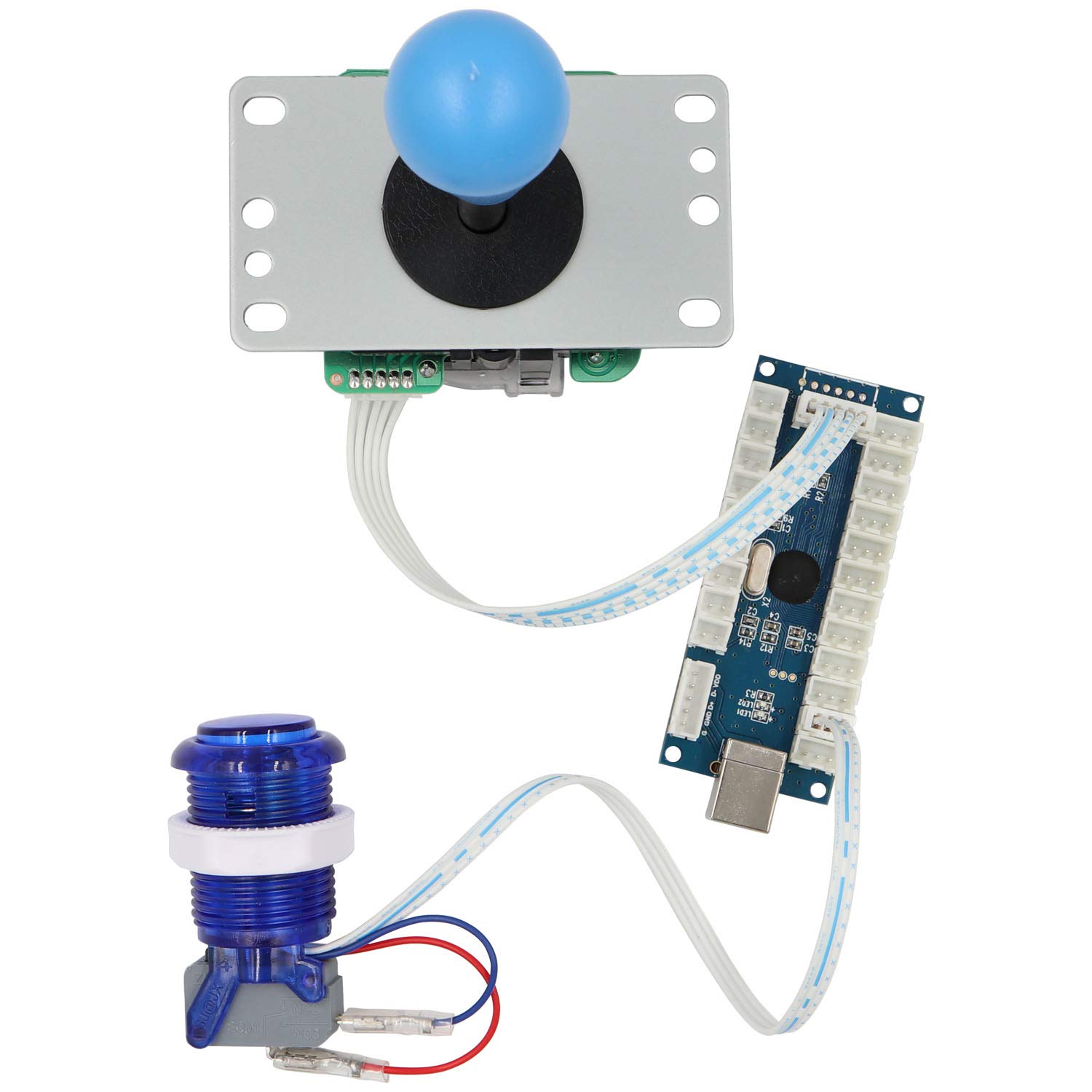 Arcade Game Stick DIY Kit with LED Buttons & USB Encoder for PC/MAME/Raspberry Pi - Gaming & Retro Setup