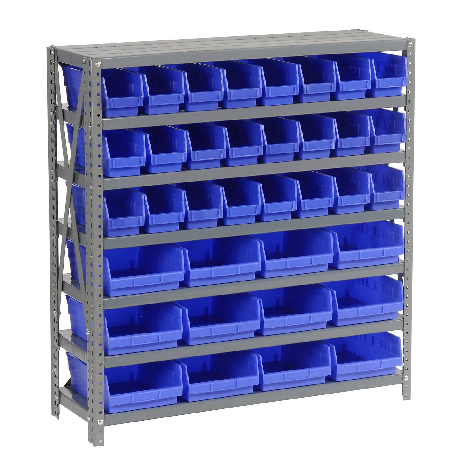 Global Industrial 7-Shelf Steel Storage Rack with 36 Plastic Bins (4
