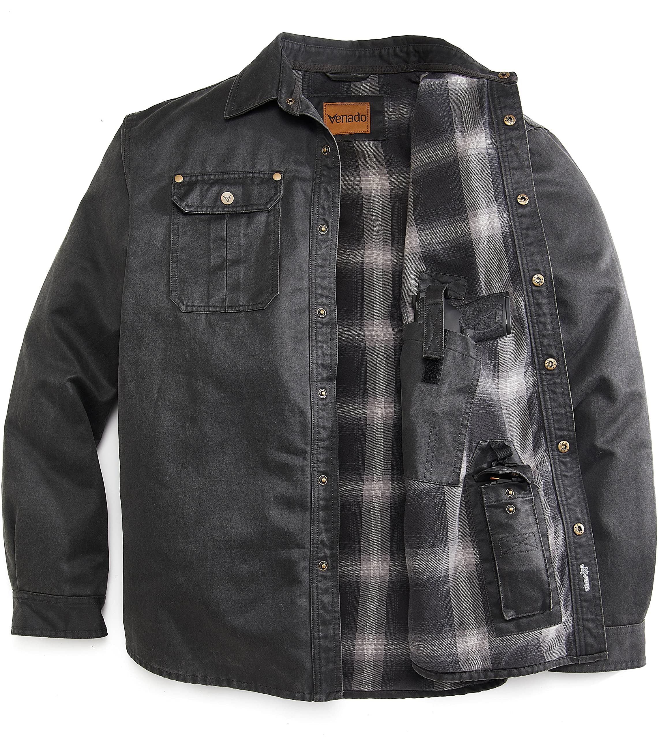 Venado Cotton Suede Concealed Carry Shirt Jacket for Men - Comfortable CCW Concealed Carry Shirt with Hidden Pockets | Perfect for Outdoor Activities, Hiking & Everyday Wear