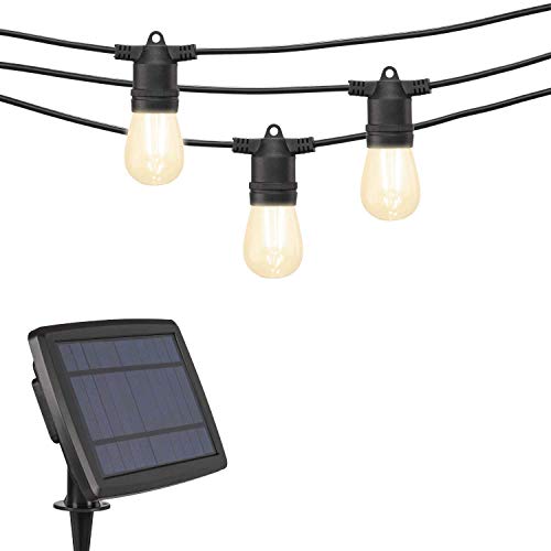 Beams S14 Solar LED String Lights - 27ft Weatherproof Outdoor Lights for Patio, Garden, Backyard & Deck - Black Energy Efficient Decorative Lighting