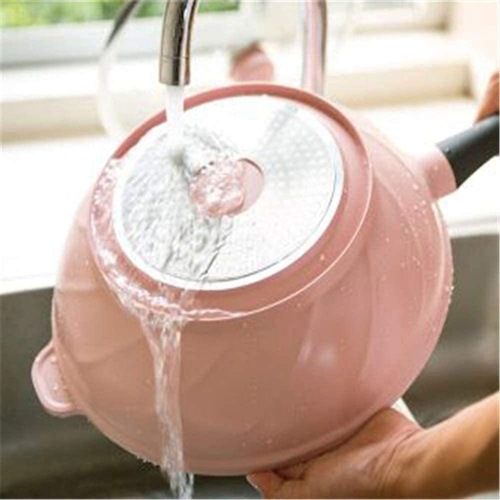 Non-Stick Sauté Pan with Lid - 32cm Stainless Steel Wok for Induction & Gas Hobs - Large Frying Pan with Cover - Perfect for Stir-Frying, Sautéing & Cooking Asian Dishes - Pink Kitchenware