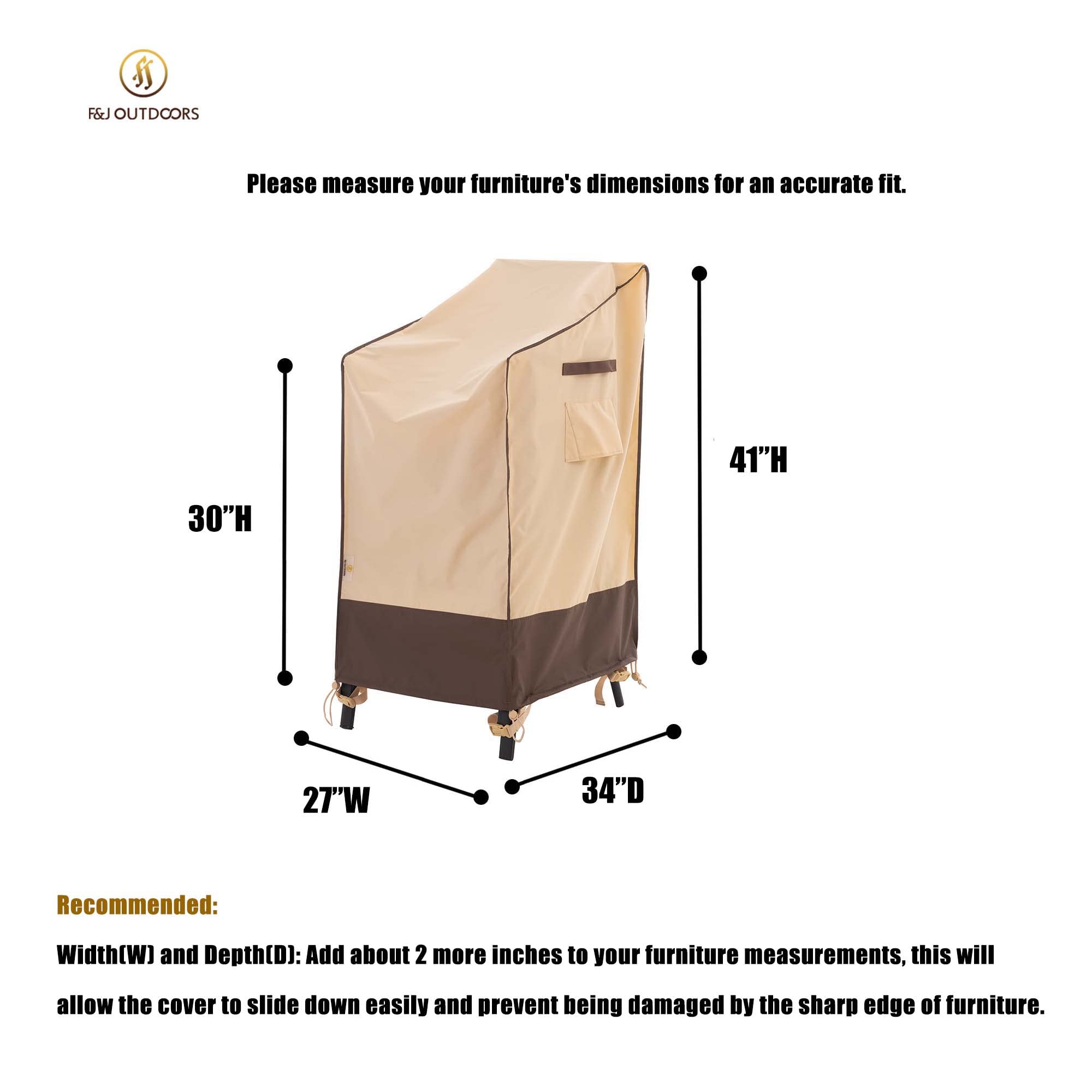 Waterproof UV Resistant Heavy Duty Outdoor Stackable High Back Patio Chair Cover - 27