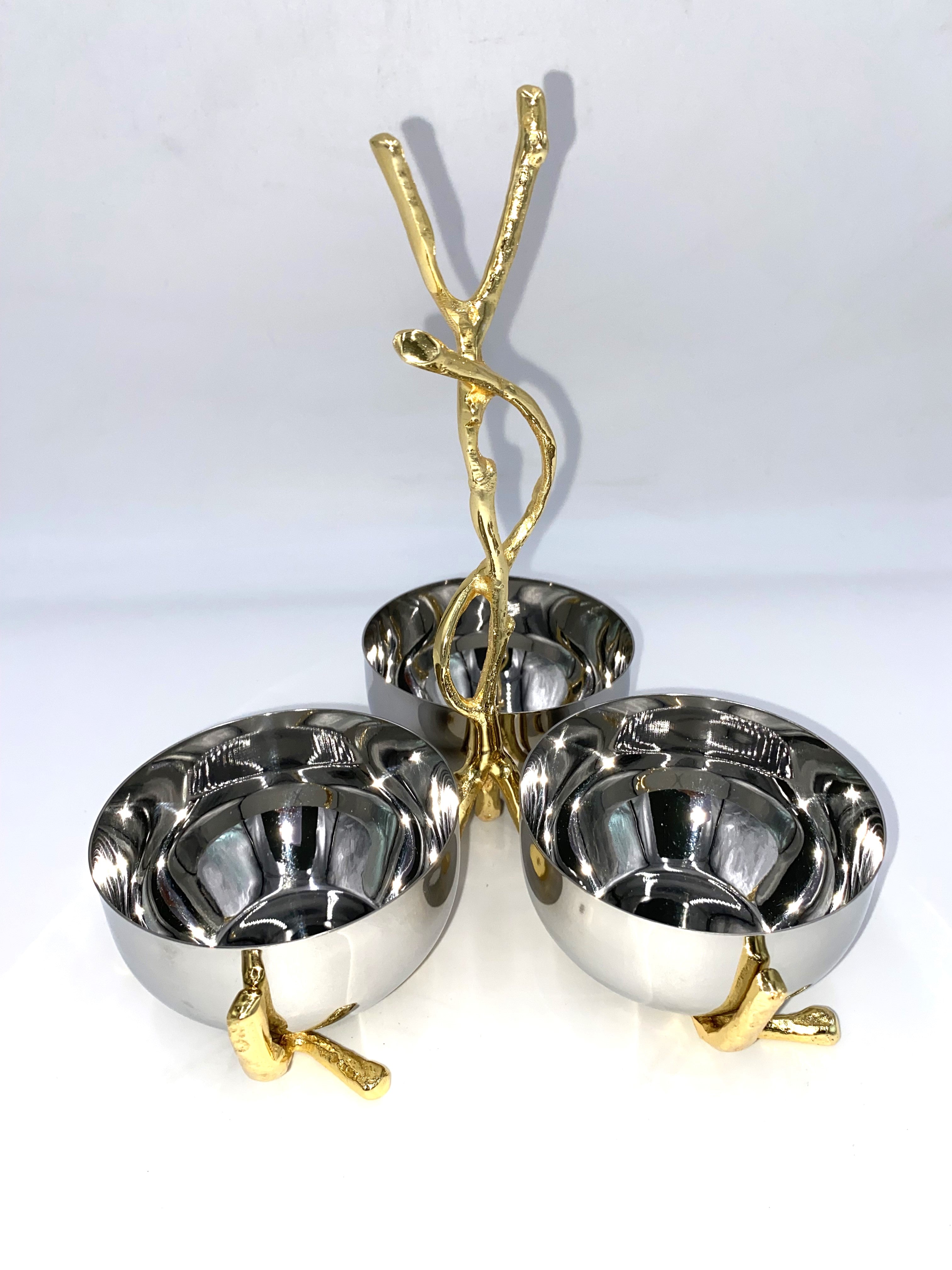 3.5x9 Inch Glass Nut Dish with 3 Bowls - Perfect for Serving Nuts, Candy, and Snacks at Parties, Gatherings, and Home Decor
