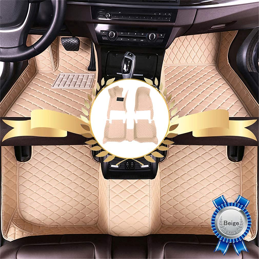 Premium All-Weather Waterproof Car Floor Mats for Cadillac DTS 2006-2011 - Luxury Leather Full Coverage Floor Liners - Complete Set (Beige) - Perfect for Road Trips, Daily Commutes & Extreme Weather Protection