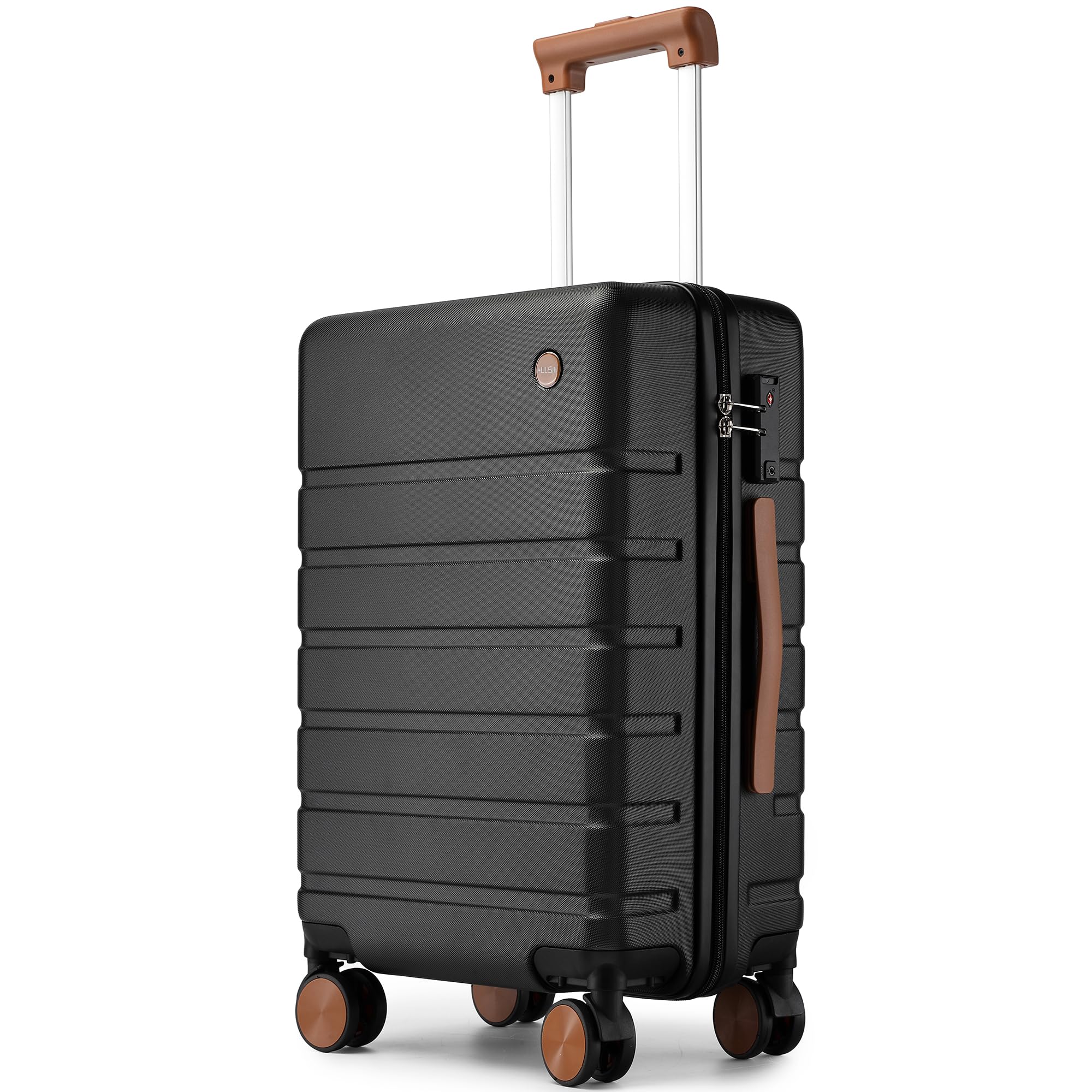 20-Inch Airline Approved Carry-On Luggage with Spinner Wheels & TSA Lock - 22x14x9 Inch Hardshell Suitcase for Business Travel, Weekend Getaways & Cabin Baggage (Black)