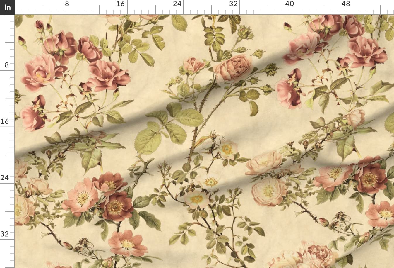 Watercolor English Rose Botanical Floral Victorian Printed Minky Fabric by The Yard - Soft Plush Fabric for Sewing Baby Blankets, Quilt Backing & DIY Plush Toys - Perfect for Nursery Decor & Handmade Gifts