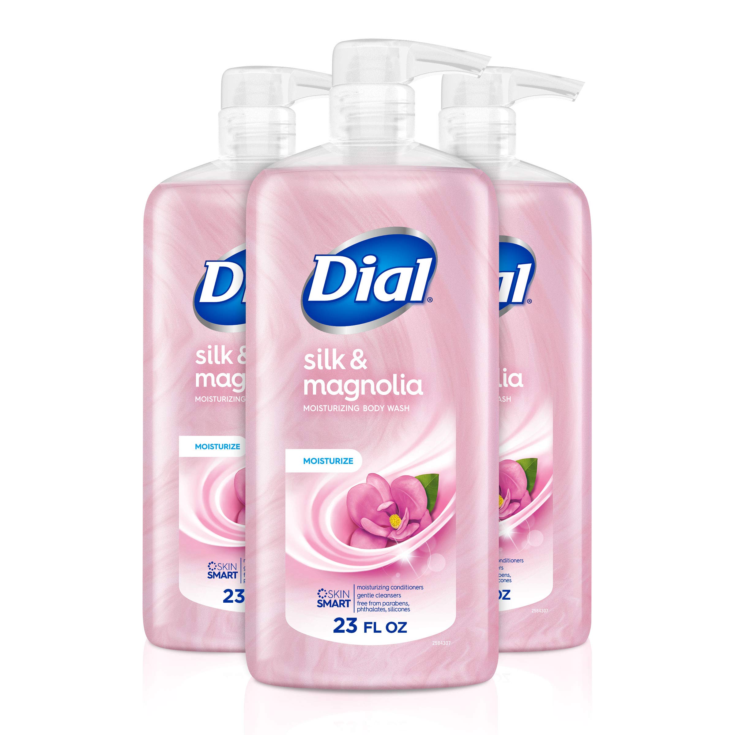 Dial Body Wash, Silk & Magnolia Scent, 23 fl oz (Pack of 3) - Moisturizing Shower Gel for Dry Skin, Perfect for Daily Use & Relaxing Bath Time