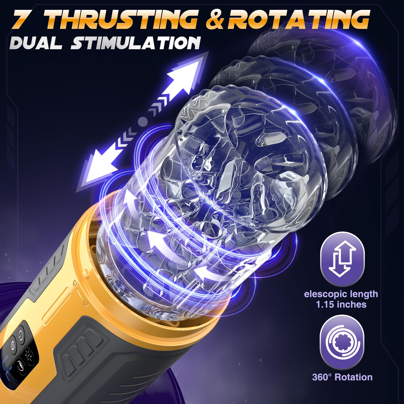 Premium Male Masturbator - Sobtik Upgraded 7-in-1 Rotating, Thrusting, Vibrating & Licking Stroker with LCD Display & Anti-Slip Grip | One-Click Burst Penis Pump for Enhanced Pleasure | Perfect for Solo Play & Couples' Intimate Moments