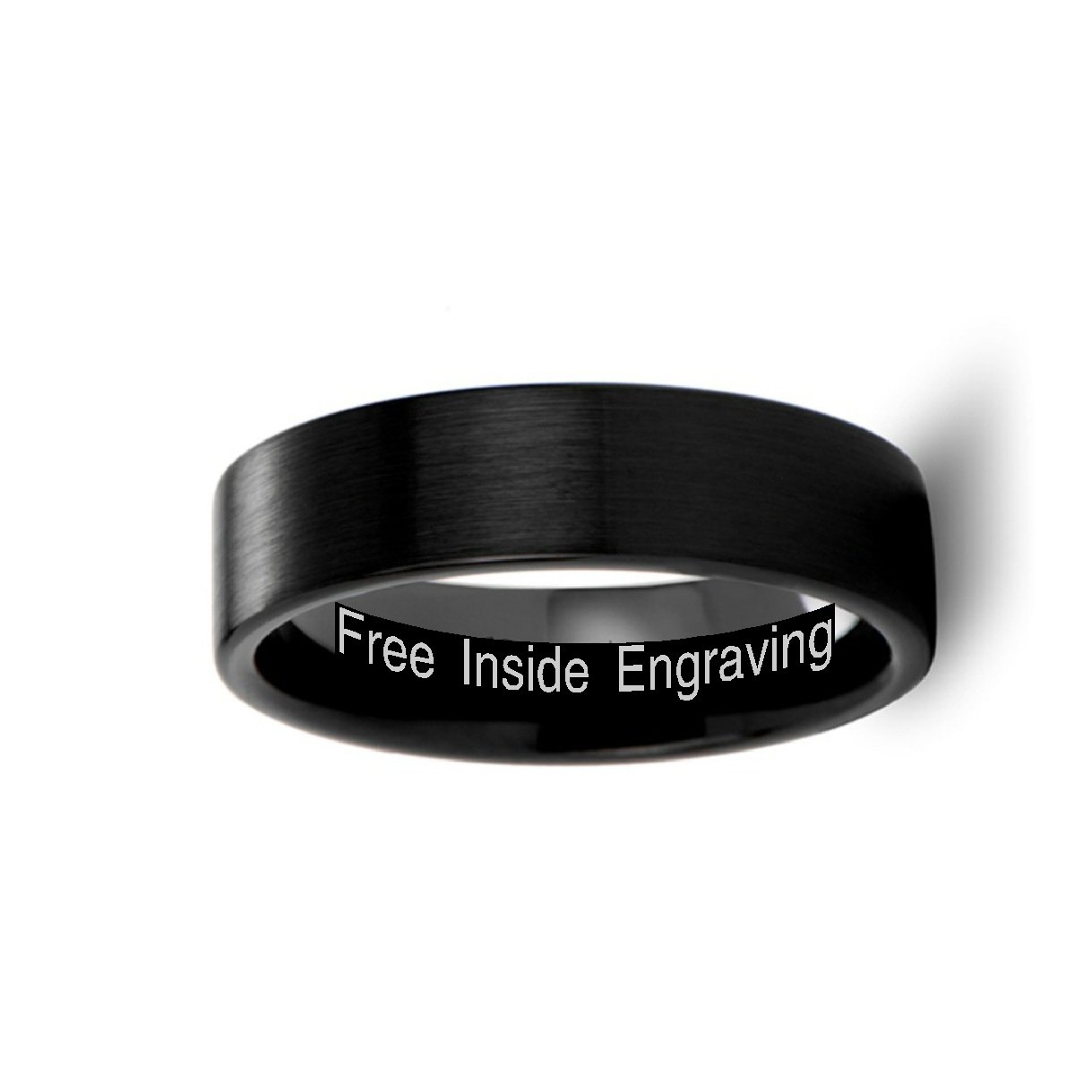 8mm Wide DRAKON Black Ceramic Wedding Band Ring - Brushed Finish, Custom Inside Engraving for Personalized Touch - Perfect for Anniversaries, Engagements & Special Occasions
