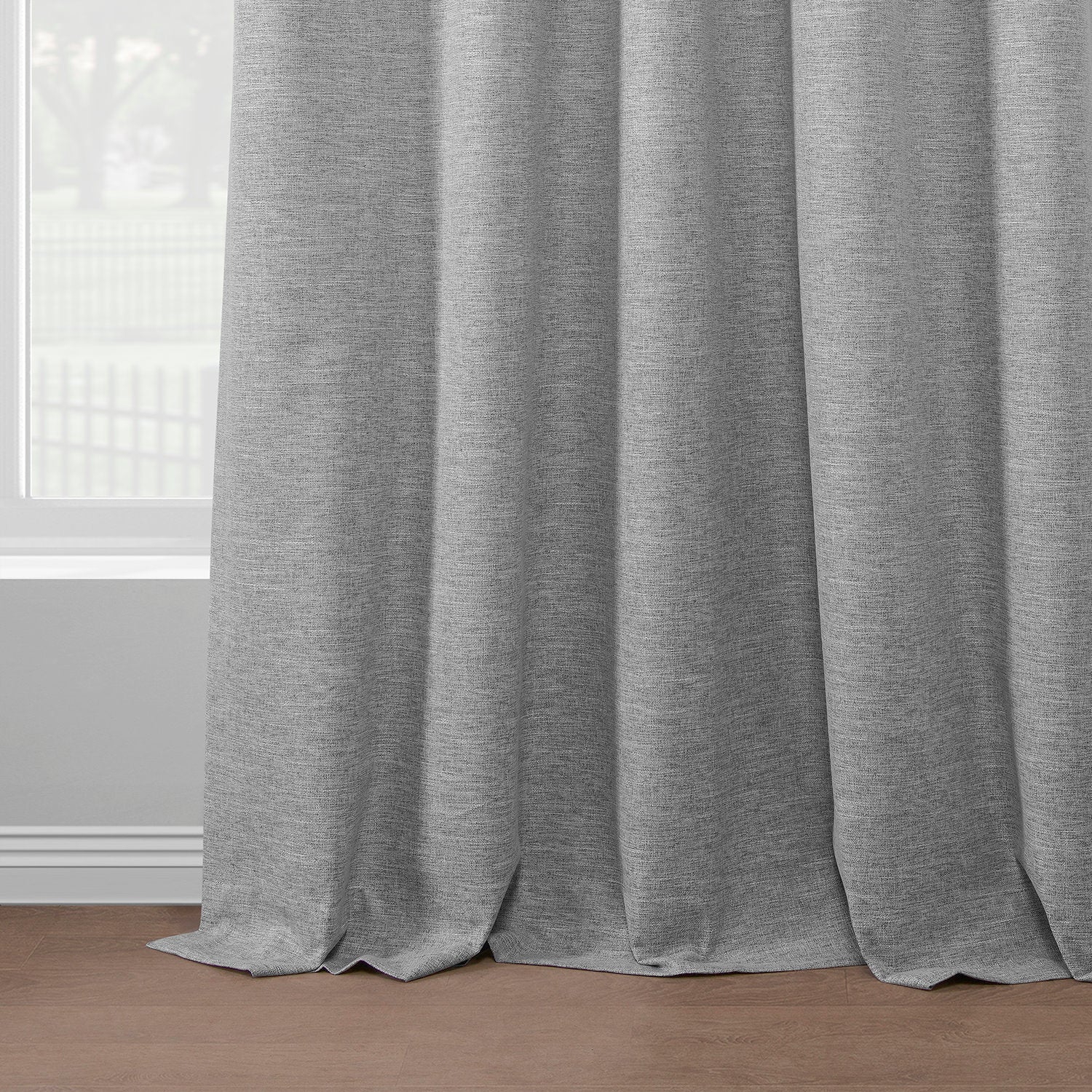 Modern Grey Boho Chic Faux Linen Blackout Curtains - 2 Panels Set for Bedroom & Living Room - Noise Reducing & Thermal Insulated Window Drapes for Home Decor
