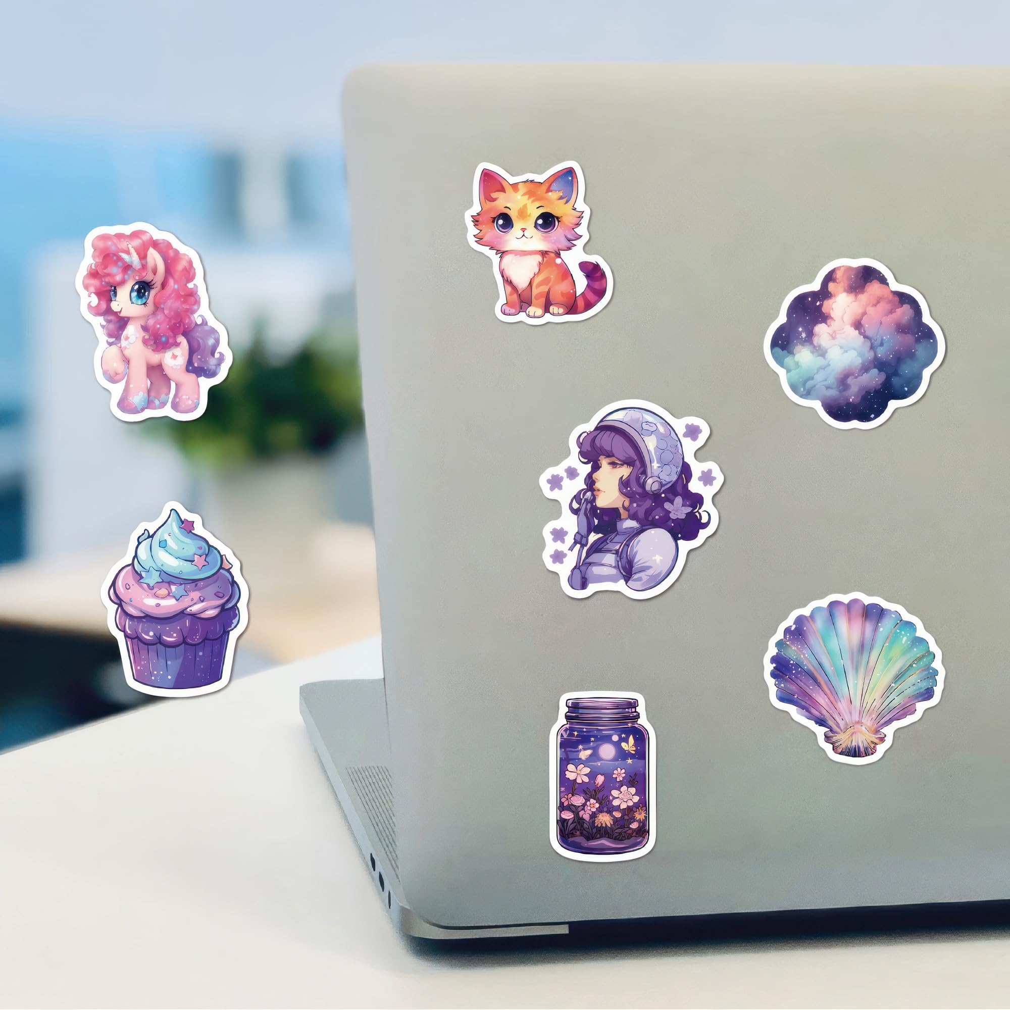 50 Midnight Magic Fantasy Stickers - Kawaii Waterproof Decals for Kids & Teens - Aesthetic Purple Cute Vinyl Stickers for Water Bottles, Laptops, Journals, Mirrors - Perfect for School, DIY Crafts & Nature Exploration
