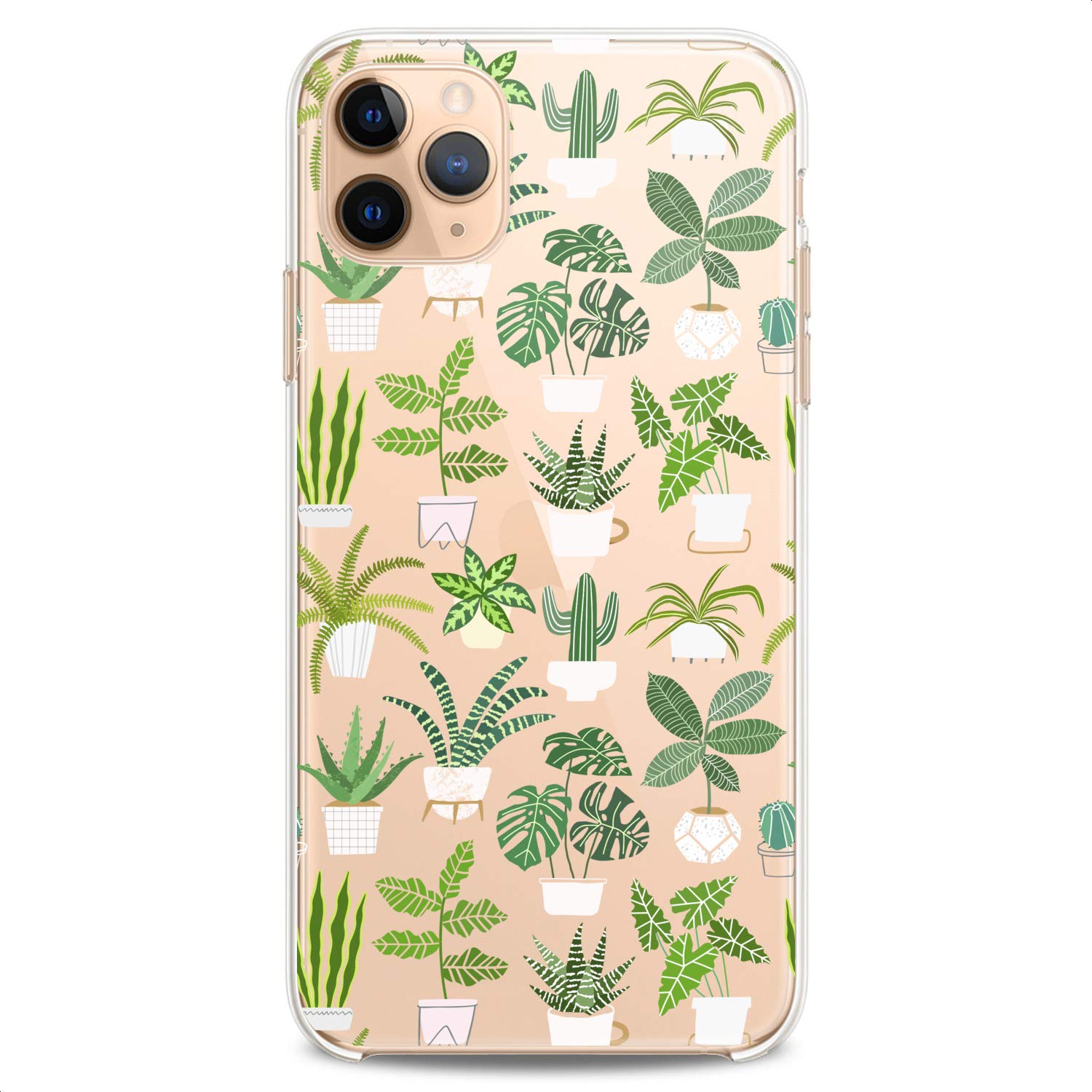 Premium TPU Phone Case for iPhone 16/15/14/13/12/11 Pro Max/Plus/Mini/XS/XR/X/8/7/6/5/SE - Slim Flexible Clear Silicone Cover with Tropical Plant & Potted Cute Print Design - Perfect for Women, Girls, Office & Daily Use