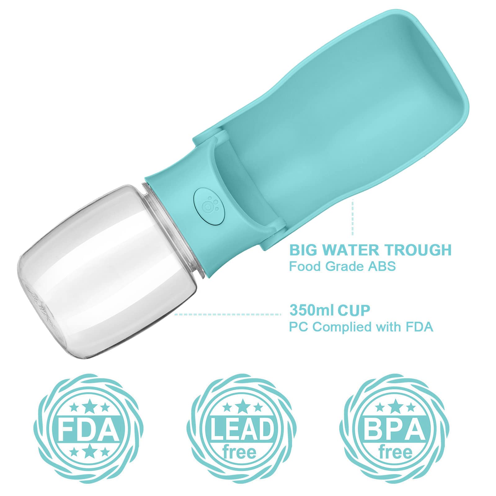 Portable Dog Water Bottle with Foldable Dispenser - Leak Proof & BPA Free Travel Water Bottle for Dogs & Cats | Outdoor Walking, Hiking, Camping, Beach & Travel Accessories (Blue)