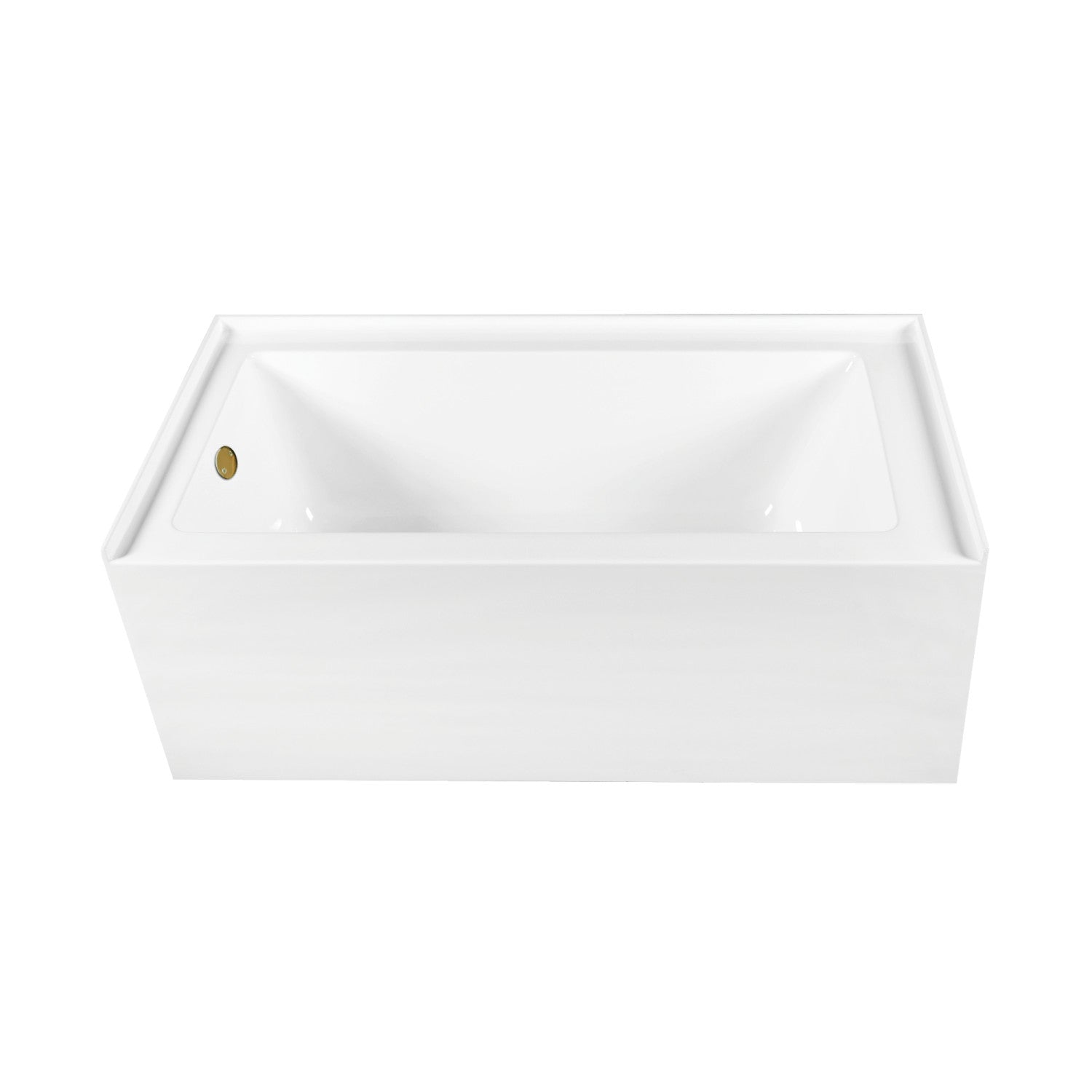 Aqua Eden 60-Inch Acrylic Rectangular 3-Wall Alcove Bathtub - Left Hand Drain, Glossy White with Brushed Brass Trim | Perfect for Modern Bathroom Renovations & Spa-Like Retreats