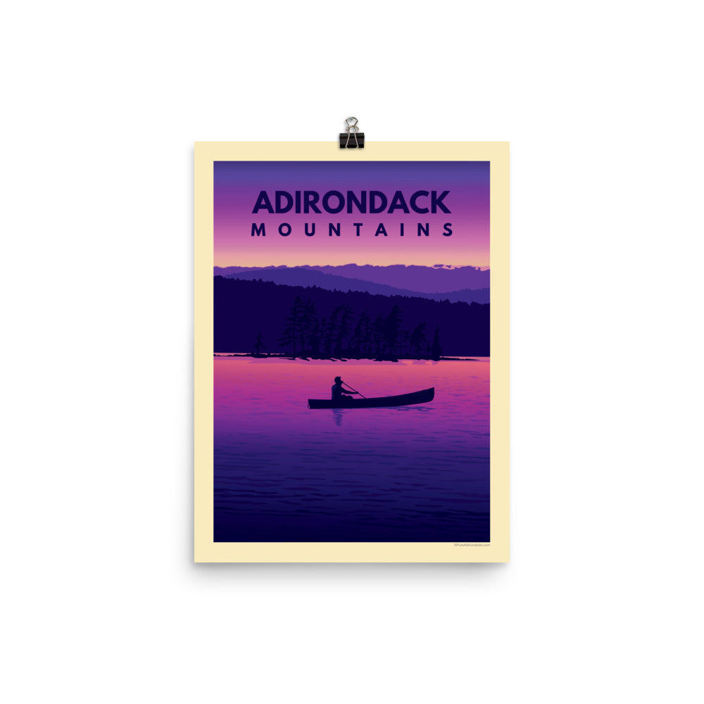 Sunset Canoeing Poster - Wall Art Decor for Living Room, Bedroom, Office - Nature Landscape Print for Home & Office Decor
