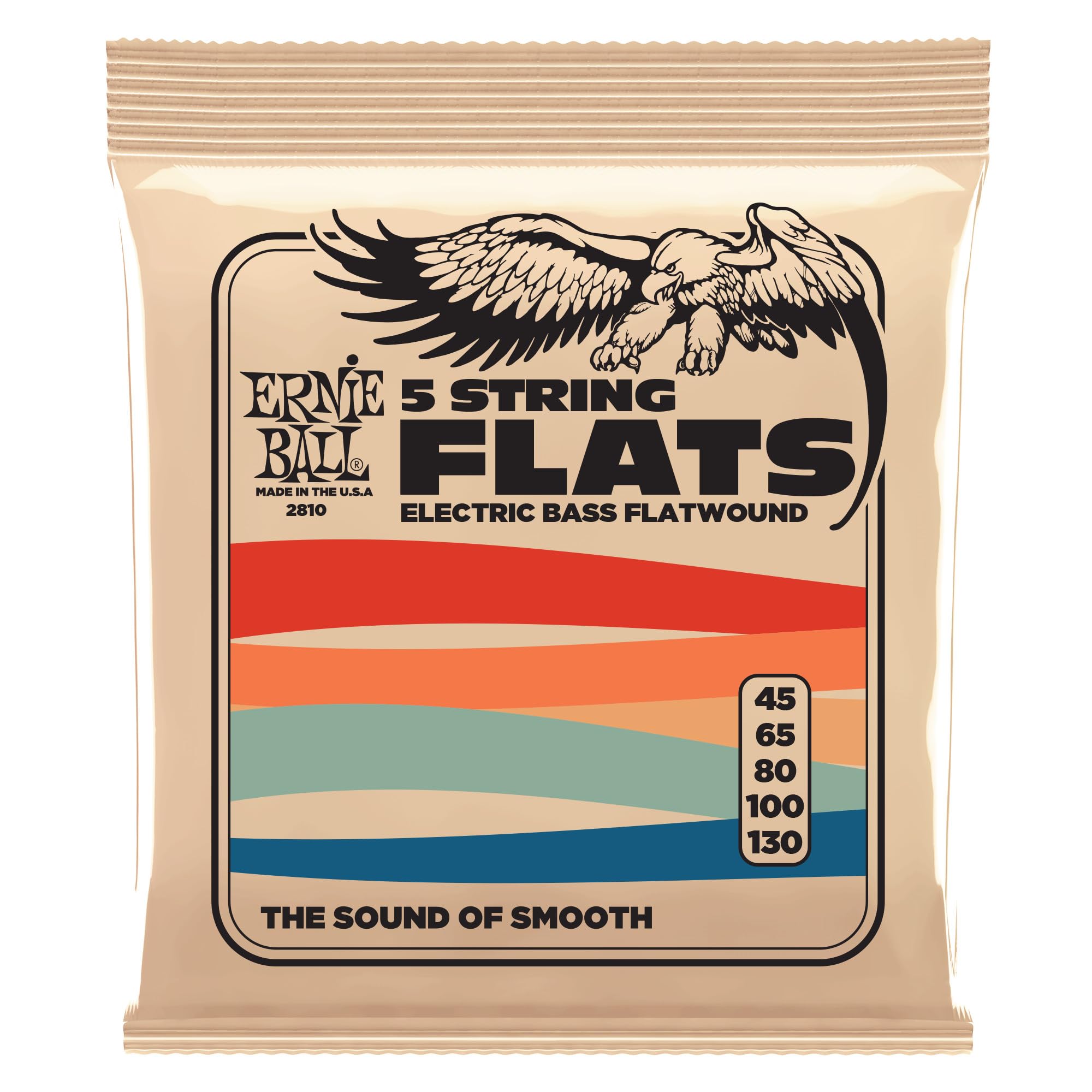 Ernie Ball 5-String Flatwound Bass Guitar Strings, 45-130 Gauge (P02810) - Premium Quality for Smooth Playability & Warm Tone | Perfect for Jazz, Blues & Studio Recording